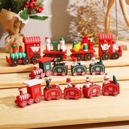 Wooden/Plastic Christmas Train 2022 Christmas Decorations For Home Xmas Navidad Noel Gifts Christmas Ornament New Year 2024 L230620