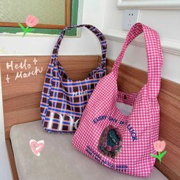 Shoulder Bags Checkered Niche Girl Crossbody Bag Large Capacity Cute Shoulder Dopamine Berry Powder Dressing One Backpack