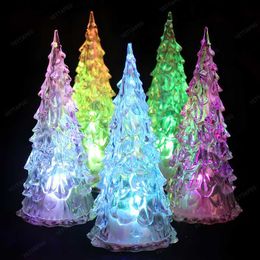 Colorful LED Fiber Optic Nightlight Flash Crystal Christmas Pine Needle Tree Light Desktop Ornament Gift Light-Up Toy Xmas Decor L230621