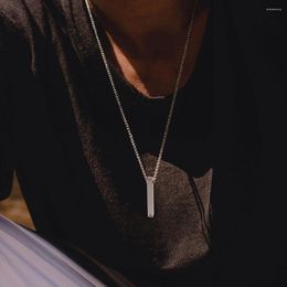 Pendant Necklaces Fashion Rectangle Initial Letter Necklace Men Stainless Steel Chain For Jewellery Gift