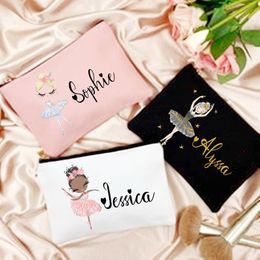 Cosmetic Bags Cases Dance Girl Pencil Case Personalised Custom Name Stationery Supplies Storage Travel Toiletry Pouch Makeup Bag Gift for Girls 230808