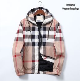 High Quality Men Jacket Hooded Fall Style Men and Women Trench Coat Long Sleeve Fashion Jacket with zipper Cardigan Classic plaid Designer Coat Asian size M-2XL