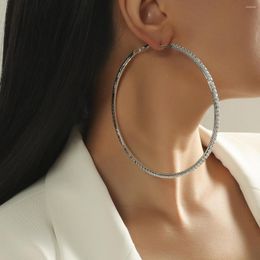 Hoop Earrings TREAZY Fashion Trendy 8CM Large Round Circle Exaggerated Shiny Rhinestone Crystal Big For Women Gift
