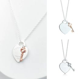 Necklaces Key and Heart Necklace for Women 925 Silver Sterling Luxury Jewellery Gifts Co Designer Necklace Jewlery Women