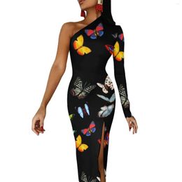 Casual Dresses Butterfly Long Dress Womens Lots Of Pretty Butterflies Insect Maxi Spring Club Bodycon High Slit Design Clothing