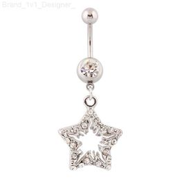 Belly button rings Five-pointed star Navel rings body jewelry Wholesale fashion Piercing jewelry Crystal Gem 14G Surgical Steel L230808