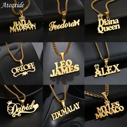 Charms Customised Names Pendant Necklace Stainless Steel Personalised Jewellery Cuban Thick Chain for Men Women Detachable Necklace Gift 230808
