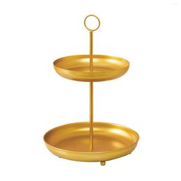 Plates 2 Tier With Handle Serving Fruit Plate Living Room Storage Practical Iron Art Cake Stand Universal Home Party Round Bowl