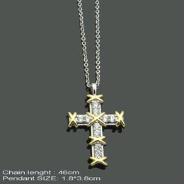 New designed fashion T-letter Cross Gold Cross Full Diamond Necklace Titanium Steel Bracelet Designer Jewelry T06