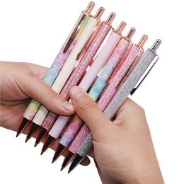 Ballpoint Pens 20 Pcs Colorful metal pen flash Crystal pendant bullet 10mm nib Blue refill Superior office writing 230807