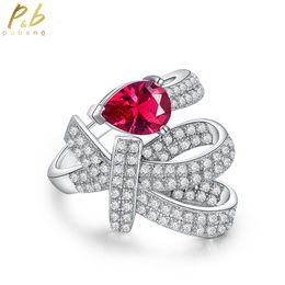 Wedding Rings PuBang Fine Jewelry 925 Sterling Silver Resizable Diamond Ring Ruby Gem Created for Women Gifts 230808