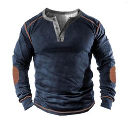 Men's T Shirts Cotton T-Shirts American Style Vintage Shirt Oversized Tee V-Neck T-Shirt Men Long Sleeve Pullover Ropa Hombre Outfits