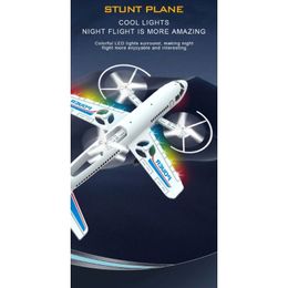 LED Flying Toys Y55B Stunt RC FourAxis 24Gz Remote Controlled Plane for Kids Headless Model Easy Flyer Boys Birthday Gift 230807