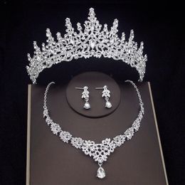 Wedding Jewelry Sets Luxury Crystal Bridal Jewelry Sets Women Fashion Tiaras Earrings Choker Necklace Wedding Dress Bride Crown Jewelry Set Accessory 230808