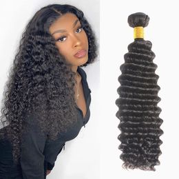 Lace Deep Wave Bundles 100 Human Hair 28 30 inch Curly 3 4 Brazilian Weave 230807