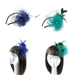 Hair Clips Headwear With Veil Rose Feathers Headband For Christmas Year Bridal Party