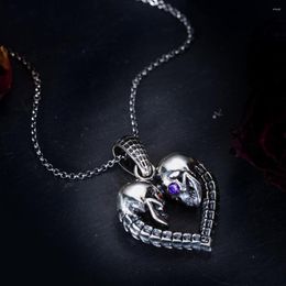 Pendant Necklaces Creative Heart Skull Necklace Fashion Unisex Jewellery Accessories Retro Punk Party Personality Men Gift