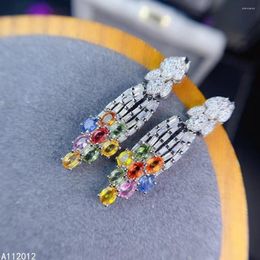 Dangle Earrings KJJEAXCMY Fine Jewellery Natural Coloured Sapphire 925 Sterling Siver Girl Gemstone Eardrop Support Test