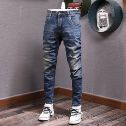Men's Jeans Fashion Designer Men High Quality Retro Blue Stretch Slim Fit Vintage Classical Trousers Casual Pants Hombre