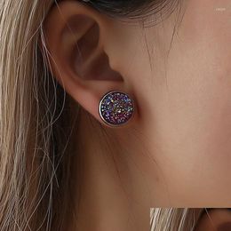 Stud Earrings 1 Pair Simple Geometric Round Frosted Dream Star Sky Shine Stainless Steel For Women Fashion Jewlery Gifts Ear Dhgarden Dhp4A