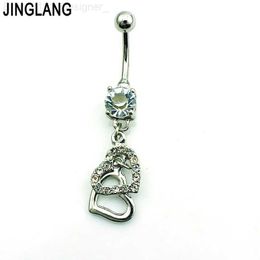 Mother Day Gift!! Fashion Belly Button Rings 316L Stainless Steel Dangle Rhinestone Heart Fake Navel Body Piercing Jewellery L230808