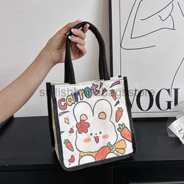 Shoulder Bags Fashionable Handheld Bag for Women 2023 Spring New Cartoon Cute Bunny Canvas Bag Large Capacity Shoulder Bagstylishhandbagsstore