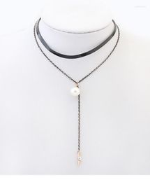 Chains CCOR Chokers Necklaces Vintage Gothic Style Contracted Pearl Drop Multilayer Sexy Women Necklace Jewelry 2023