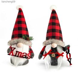 Eye-catching Decoration Handmade Christmas Faceless Plush Gnome Ornaments Festive Holiday Decor with Plaid Hat Big for Holidays L230620