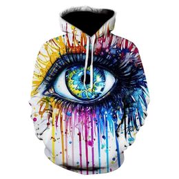 Men's Hoodies Sweatshirts Pixie 3D Rainbow Eye Printed Hooded Sweatshirt Funny Sportswear Street Wear Autumn and Winter 230807