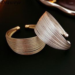 Bangle Draweye Multilayer Metal Bracelet For Women Gold Colour Vintage Ins Fashion Geometric Pulseras Mujer Cuff Elegant Jewellery