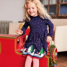 Girl Dresses Casual Dress Long Sleeve Cotton Print Active Playwear Outfit Girls Christmas Clothes For 2-7Years