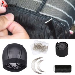 Wig Caps Wig Accessories Silk Mesh Dome Caps For Making Wig Elastic Band For Making Lace Frontal Wig Weave Thread And Needle Set Tools 230808