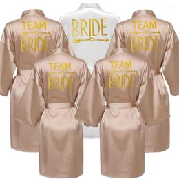 Women's Sleepwear Bride Bridesmaid Wedding Robe Kimono Bathrobe Nightgown Casual Women Nightwear Gold