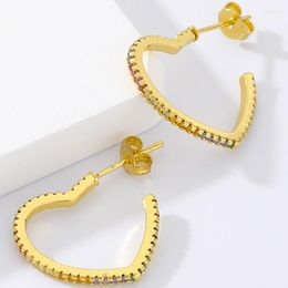 Dangle Earrings Fashion Classic European And American Multicolor Zircon Hoop Heart Shape For Women Female Girl Trend Jewellery