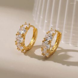 Hoop Earrings Classic Fashion Small Circle 18k Gold Plated Inlaid Cubic Zirconia Exquisite Ear Ring For Teens Girl Women Jewelry