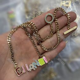 Gold Chains Love Necklace Luxury Letter Pendant Necklace Pink Diamond Desigenr Jewellery Women Luxury men necklace Bracelet Girl Accessories