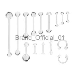 15pcs 14G 16G Piercing Pack Clear Flexible Bioplast Retainer Navel Belly Ring Eyebrow Tongue Nipple Barbell Nose Lip Labret Stud x0808