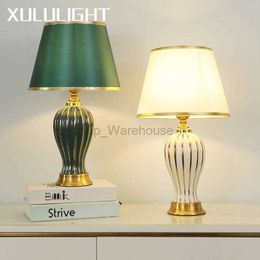 Bedroom Home Bedside Table Remote Control Ceramic Table Lamp Living Room Decoration Home White Lighting Fixtures HKD230808