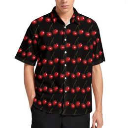 Men's Casual Shirts Red Sweet Cherry Shirt Natural Fruit Vacation Loose Hawaiian Fashion Blouses Short-Sleeve Graphic Oversized Top