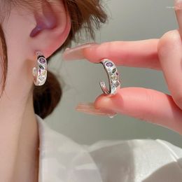 Hoop Earrings KAITIN Color Zircon C-shaped Fashion Minimalist Accessories Personality Versatile Temperament Women