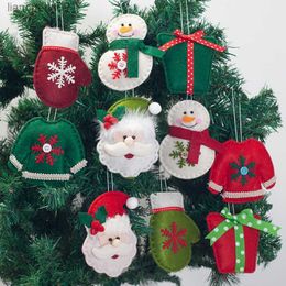 Christmas Tree Ornaments Xmas Hanging Decorations Santa Claus Snowman Gift Box Gloves Shapes For Christmas Decor 5 Styles 10 Pcs L230620