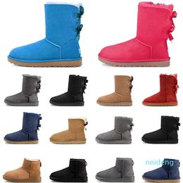 Designer -Australia Women Boots Snow boots Low Black 2 Bow Grey Pink Navy Blue Brown Ankle Short Winter Booties size 36-41