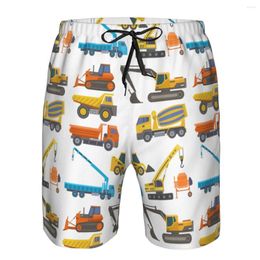 Men's Shorts Beach Swimsuit Men Quick-drying Swimwear Construction Delivery Truck Machine Breathable Sexy Male