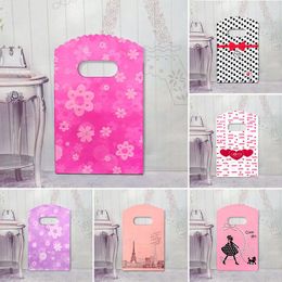 Gift Wrap 50pcs/Pack Multi Designs Small Plastic Bag 9x15cm Boutique With Handle Nice Charms Earrings Jewellery Mini Packaging Bags