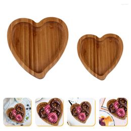 Plates Love Bamboo Tray Heart-shaped Wooden Jewellery Snack Dish Serving Trays Cupcake