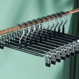 Hangers Racks 1020pcs Stainless Steel Pants Organiser Nonslip Trouser Drying Clothes Hanger Clip Wardrobe Storage Save Space 230807