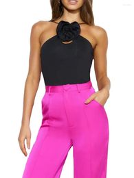 Women's Tanks SCEINRET Women S Elegant Lace Halter Tank Tops Sleeveless Floral Slim Fit Vest Blouse For Summer Streetwear