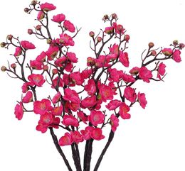 Decorative Flowers 6Pcs Artificial Plum Blossom 23.6 Inch Fake Branches Silk Simulation Flower Faux Long Stem Table Decoration