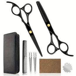 Professional Household Hair Cutting Kit, Haircutting Scissors Barber/Salon/Home Thinning Shears Kit With Comb And Case For Men And Women