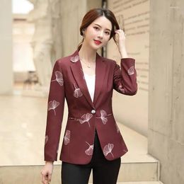 Women's Suits 2023 Autumn Korean Slim Small Suit Jacket Female Fashion Retro Net Red British Style Women Print Blazer A Buckle